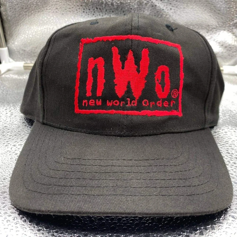 Vintage WCW nWo New World Order Hat Men OS Black Wolfpac Wrestling Snapback‎ Cap